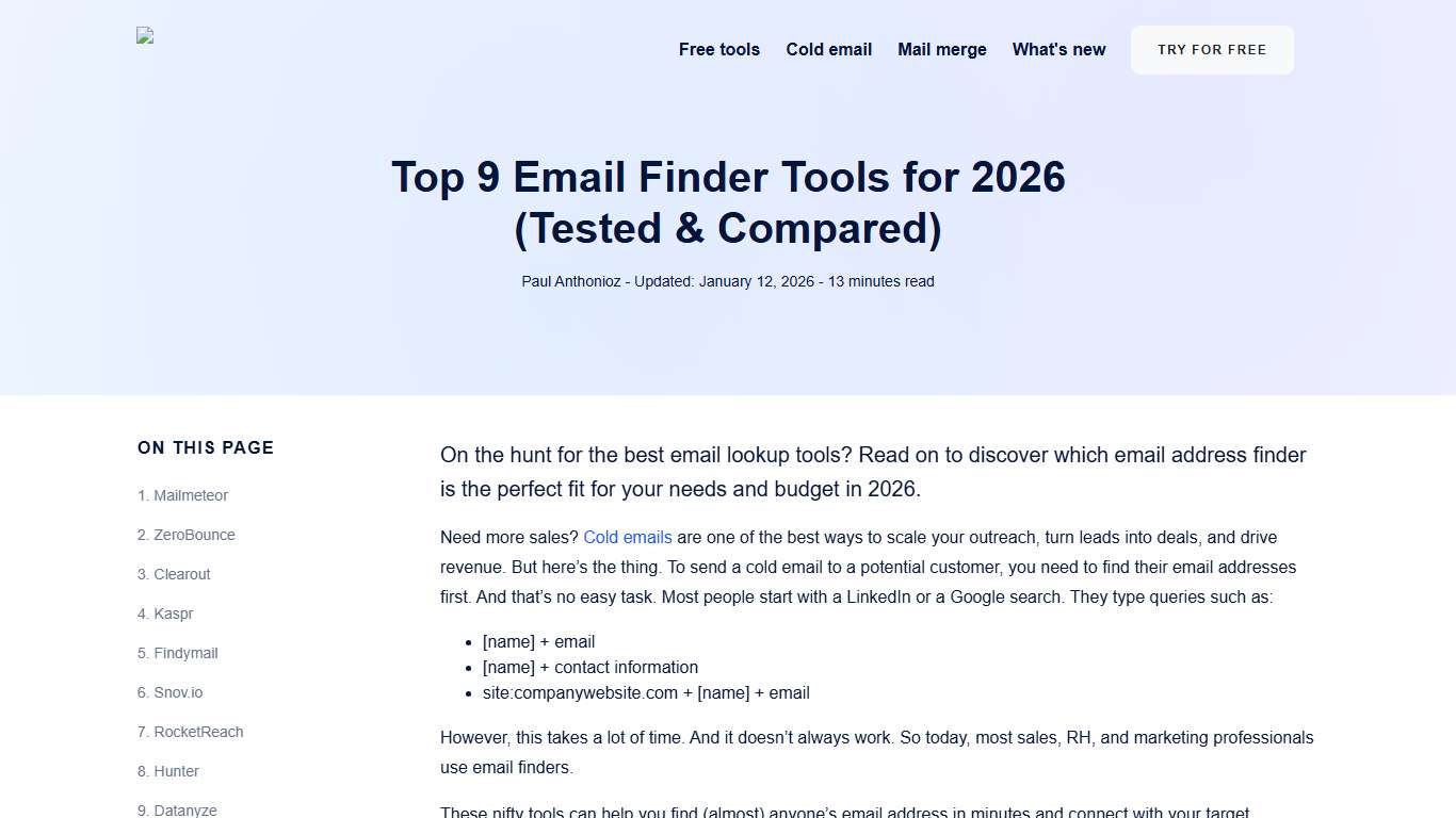 Top 9 Email Finder Tools for 2026 (Tested & Compared)